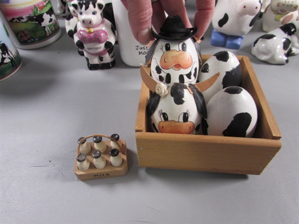 DAIRY COW COLLECTION - TEA KETTLE , SUGAR, CREAMER FIGURINES & MORE