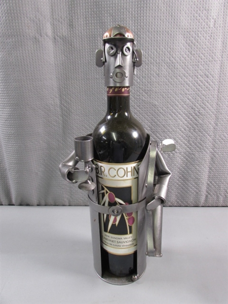 UNIQUE HAND WROUGHT WINE BOTTLE HOLDER