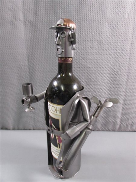 UNIQUE HAND WROUGHT WINE BOTTLE HOLDER