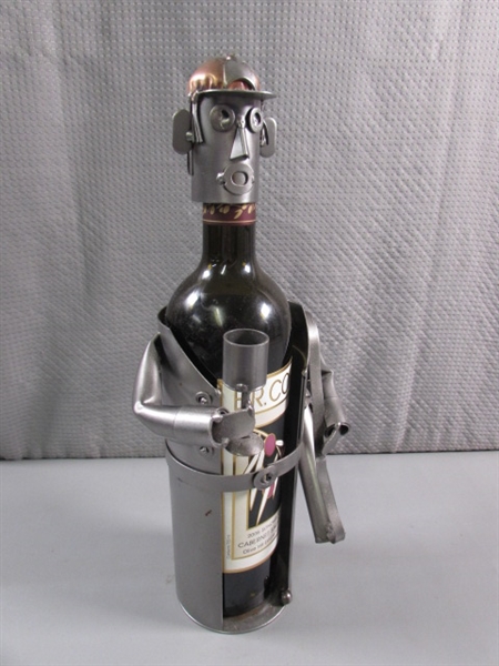 UNIQUE HAND WROUGHT WINE BOTTLE HOLDER