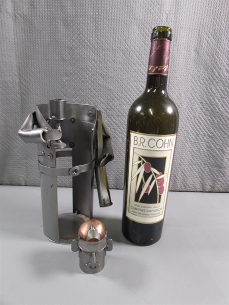 UNIQUE HAND WROUGHT WINE BOTTLE HOLDER