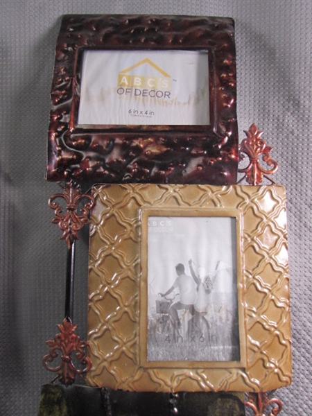 PAIR OF METAL WALL MOUNT PICTURE FRAMES