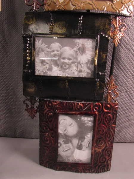 PAIR OF METAL WALL MOUNT PICTURE FRAMES