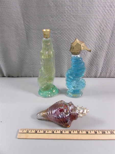 VINTAGE MERMAID, SEAHORSE & SHELL AVON COLLECTIBLE BOTTLES - ALL ARE FULL