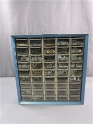 METAL 45-DRAWER STORAGE ORGANIZER FULL OF ASSORTED HARDWARE