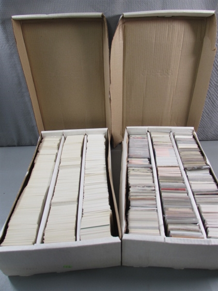 2 LARGE BOXES OF ASSORTED TRADING CARDS - MOSTLY BASEBALL & FOOTBALL