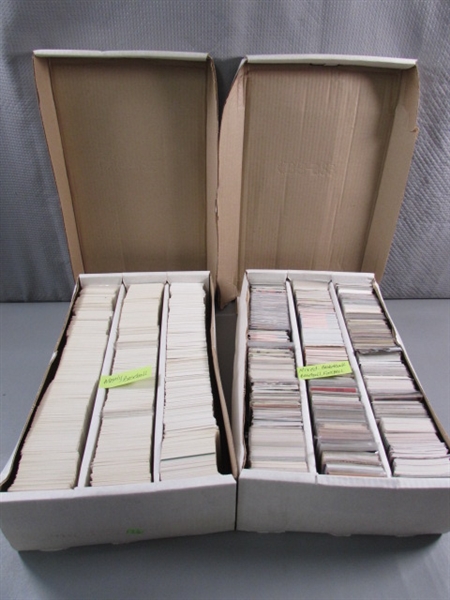 2 LARGE BOXES OF ASSORTED TRADING CARDS - MOSTLY BASEBALL & FOOTBALL