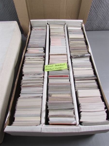 2 LARGE BOXES OF ASSORTED TRADING CARDS - MOSTLY BASEBALL & FOOTBALL