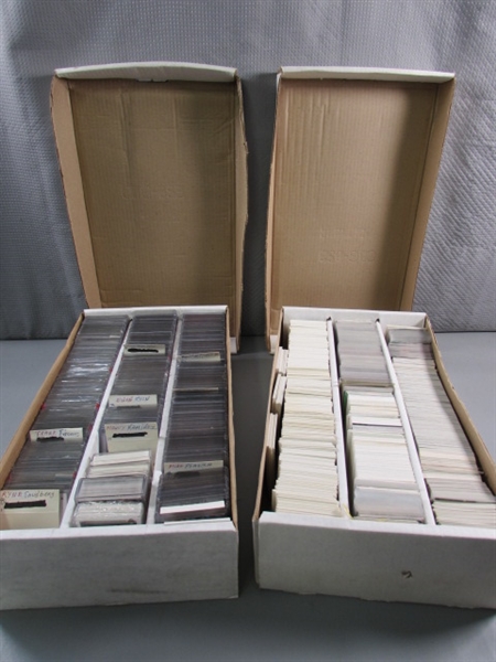 2 LARGE BOXES OF ASSORTED SPORT TRADING CARDS - SOME ARE IN HARD CASES