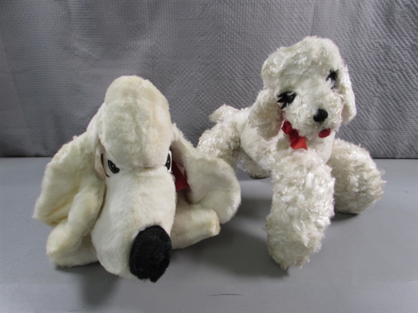 VINTAGE PLUSH DOGS - BASSETT & POODLE