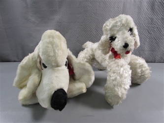 VINTAGE PLUSH DOGS - BASSETT & POODLE