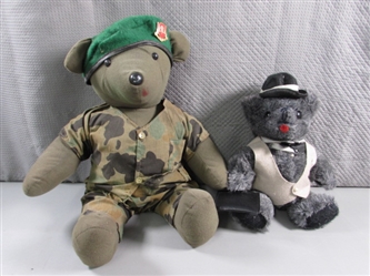 PLUSH ARMY BEAR & EXECUTIVE BEAR