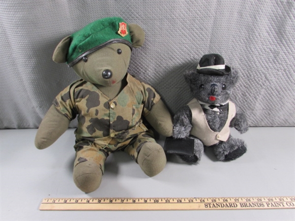 PLUSH ARMY BEAR & EXECUTIVE BEAR