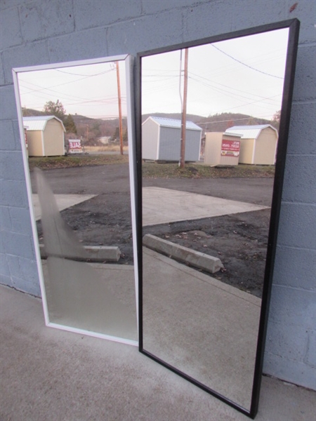 PAIR OF LARGE IKEA BLACK & WHITE FRAMED WALL MIRRORS