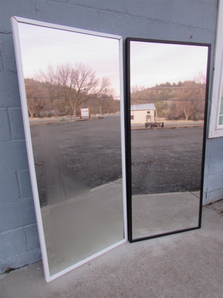 PAIR OF LARGE IKEA BLACK & WHITE FRAMED WALL MIRRORS