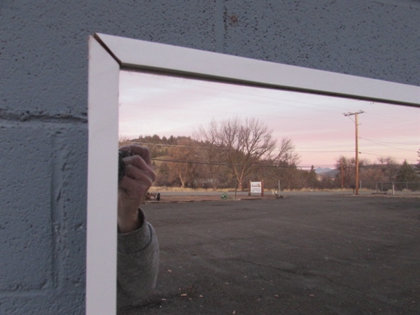 PAIR OF LARGE IKEA BLACK & WHITE FRAMED WALL MIRRORS