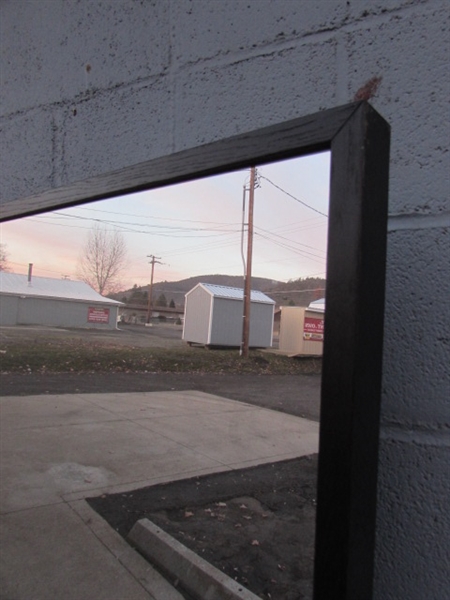 PAIR OF LARGE IKEA BLACK & WHITE FRAMED WALL MIRRORS