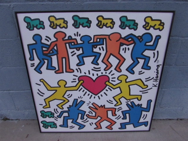 LARGE KEITH HARING ART PRINT - FRAMED