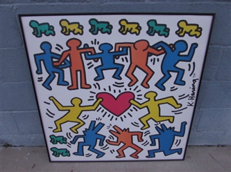 LARGE KEITH HARING ART PRINT - FRAMED