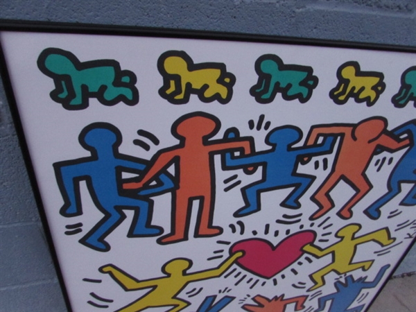 LARGE KEITH HARING ART PRINT - FRAMED