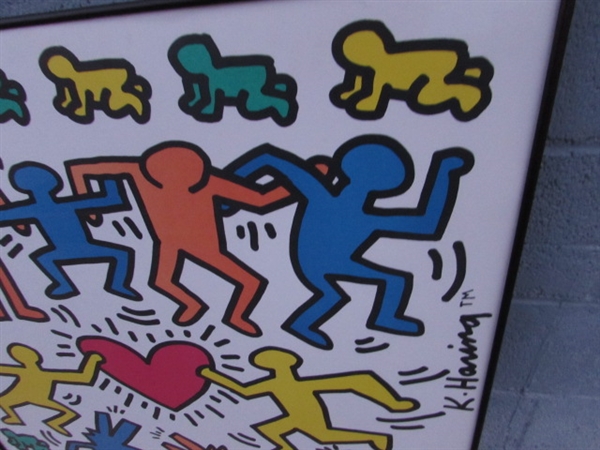 LARGE KEITH HARING ART PRINT - FRAMED