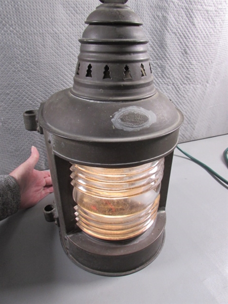 ANTIQUE ELECTRIFIED PERKO MARINE LANTERN - WORKS