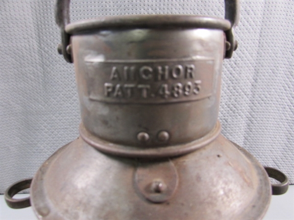 ANTIQUE 'ANCHOR' OIL MARINE LANTERN