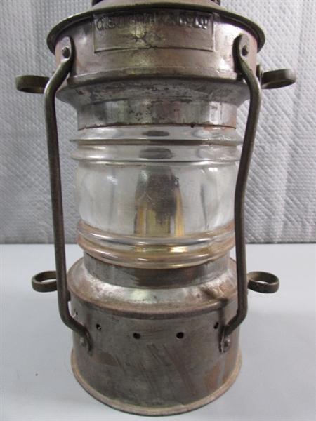 ANTIQUE 'ANCHOR' OIL MARINE LANTERN