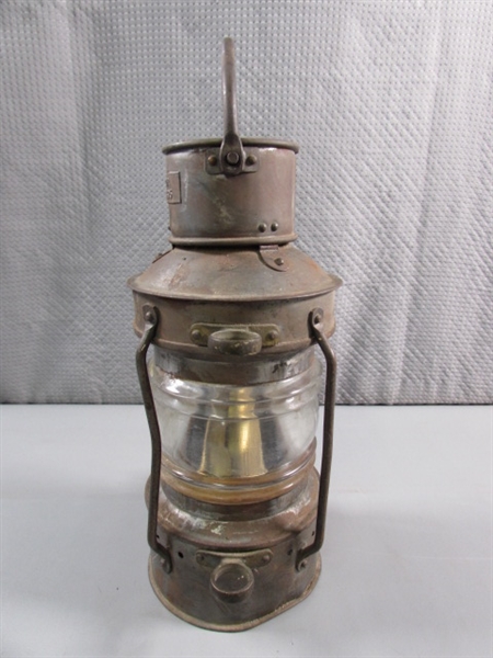 ANTIQUE 'ANCHOR' OIL MARINE LANTERN