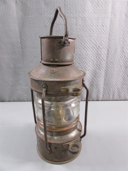 ANTIQUE 'ANCHOR' OIL MARINE LANTERN