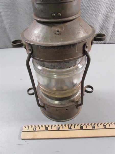 ANTIQUE 'ANCHOR' OIL MARINE LANTERN