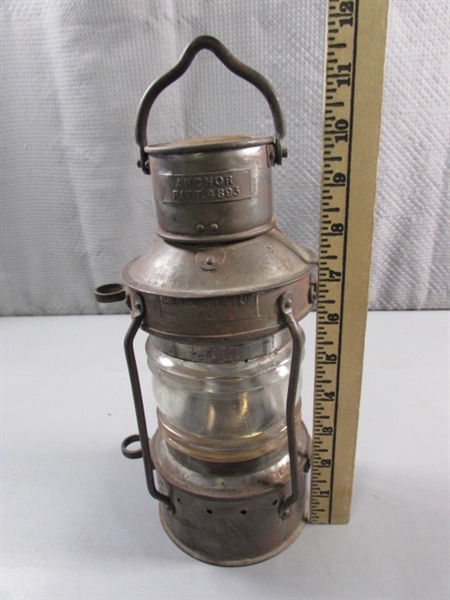 ANTIQUE 'ANCHOR' OIL MARINE LANTERN