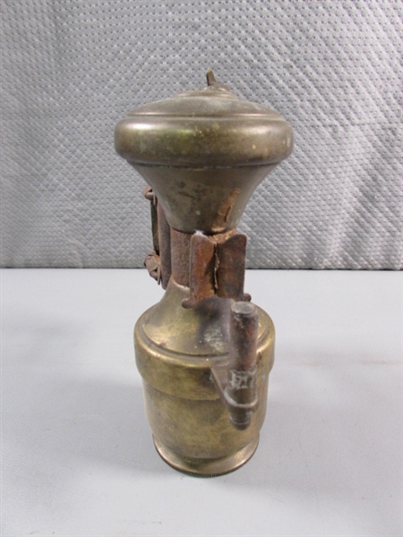 ANTIQUE BICYCLE/MOTORCYCLE OIL LAMP & UNKNOWN LAMP PART?