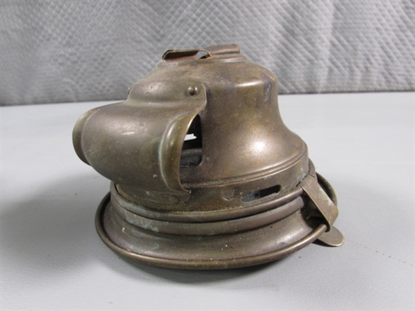 ANTIQUE BICYCLE/MOTORCYCLE OIL LAMP & UNKNOWN LAMP PART?