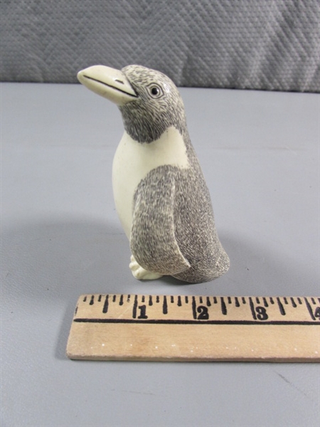 CARVED PENGUIN - RESIN? BONE?