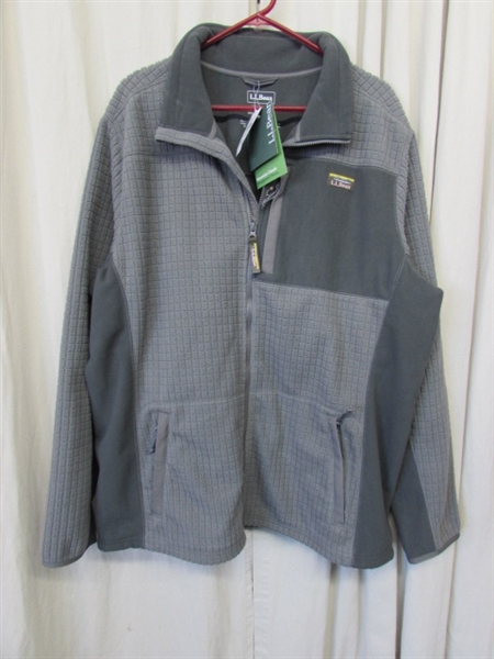 MEN'S L.L. BEAN XXL TALL GRAY WINDPROOF FLEECE JACKET - NEW W/TAGS