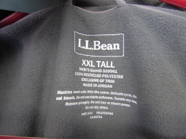 MEN'S L.L. BEAN XXL TALL GRAY WINDPROOF FLEECE JACKET - NEW W/TAGS