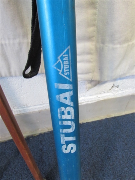 STUBAI ICE CLIMBING PICK & 2 WOODEN WALKING STICKS