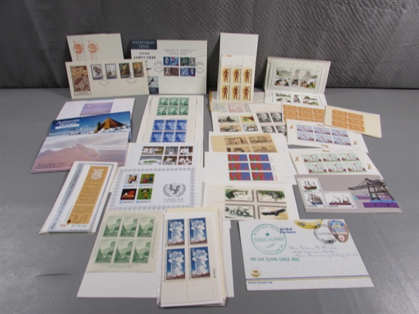 POSTAGE STAMP COLLECTION #1 - NEW UNHINGED & SOME POSTCARDS