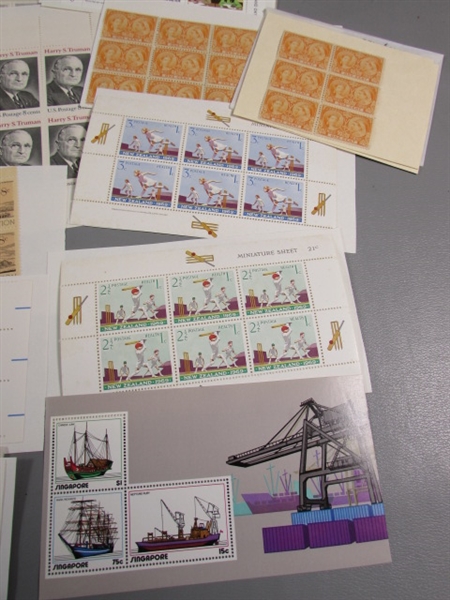 POSTAGE STAMP COLLECTION #1 - NEW UNHINGED & SOME POSTCARDS