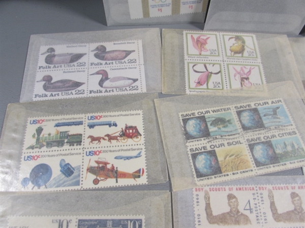 POSTAGE STAMP COLLECTION #3 - MOST ARE NEW & UNHINGED IN BLOCKS OF 4