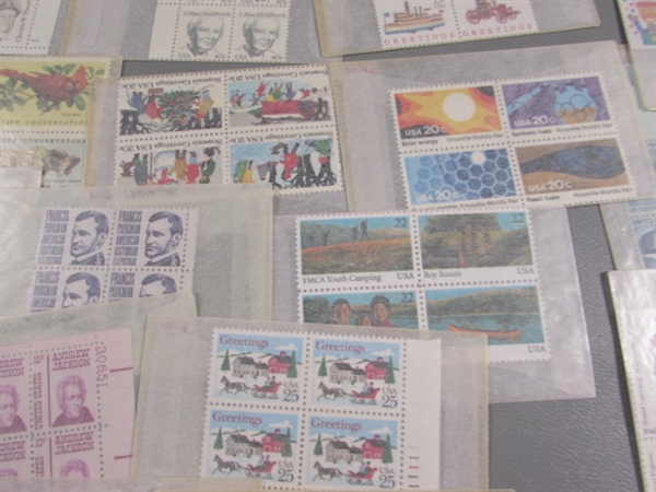 POSTAGE STAMP COLLECTION #3 - MOST ARE NEW & UNHINGED IN BLOCKS OF 4