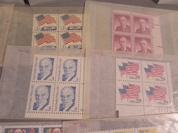 POSTAGE STAMP COLLECTION #3 - MOST ARE NEW & UNHINGED IN BLOCKS OF 4