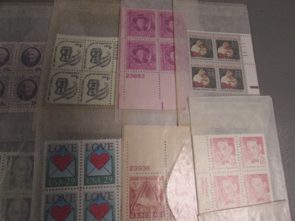 POSTAGE STAMP COLLECTION #3 - MOST ARE NEW & UNHINGED IN BLOCKS OF 4