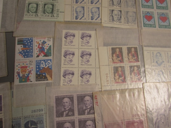 POSTAGE STAMP COLLECTION #3 - MOST ARE NEW & UNHINGED IN BLOCKS OF 4