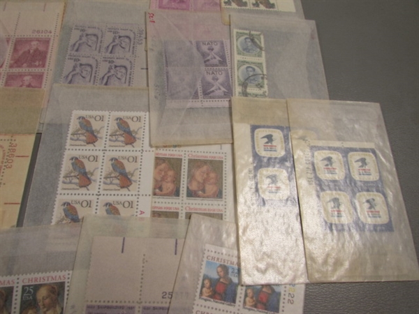 POSTAGE STAMP COLLECTION #3 - MOST ARE NEW & UNHINGED IN BLOCKS OF 4