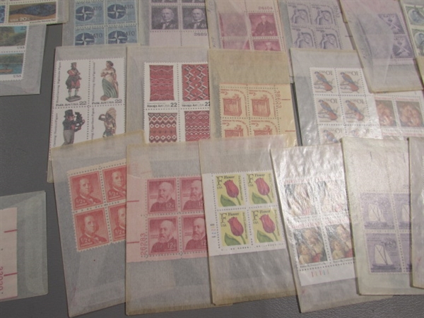 POSTAGE STAMP COLLECTION #3 - MOST ARE NEW & UNHINGED IN BLOCKS OF 4