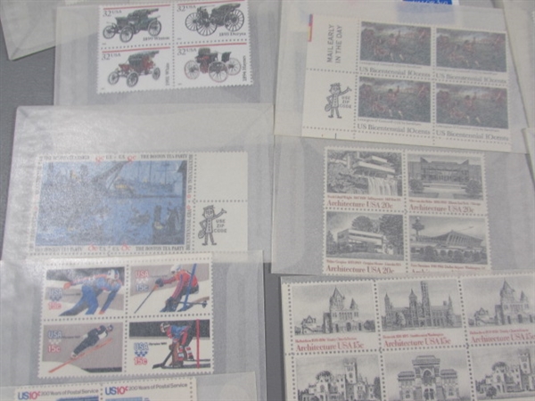 POSTAGE STAMP COLLECTION #4 - MOST ARE NEW & UNHINGED IN BLOCKS OF 4