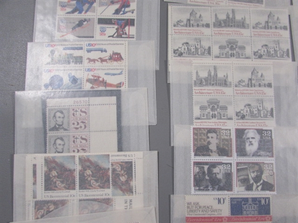 POSTAGE STAMP COLLECTION #4 - MOST ARE NEW & UNHINGED IN BLOCKS OF 4