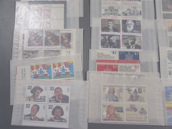 POSTAGE STAMP COLLECTION #4 - MOST ARE NEW & UNHINGED IN BLOCKS OF 4